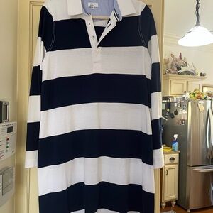 crown & ivy Navy and White Striped Long Sleeve Dress
